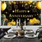 Happy Anniversary Decorations Kit - 5.9x3.6Ft Banner & 18PC Black & Gold Balloons (Black, Gold)